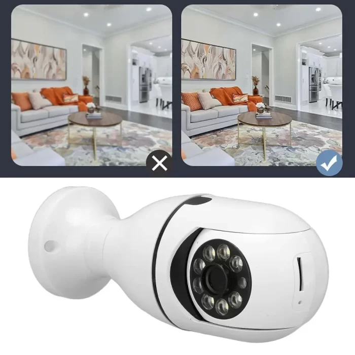 Light Bulb Security Camera, 1080P HD 360° Rotation Panoramic WiFi Camera, 2 Way Talk Color Night Vision Motion Detection Home Surveillance Cameras System with MIC and Speaker, Siren Alarm, E27 Socket - Image 7