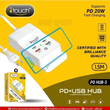 i Touch 2 PD + 2 USB Charger ( PD 20 W Fast Charging )