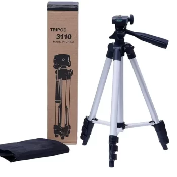 Portable Tripod Stand 3 Way Head For Digital Camera Camcorder with Mobile Holder Kit, Adjustable length 1.5ft - 4.5ft (Silver-Black, Support upto 1500 g)