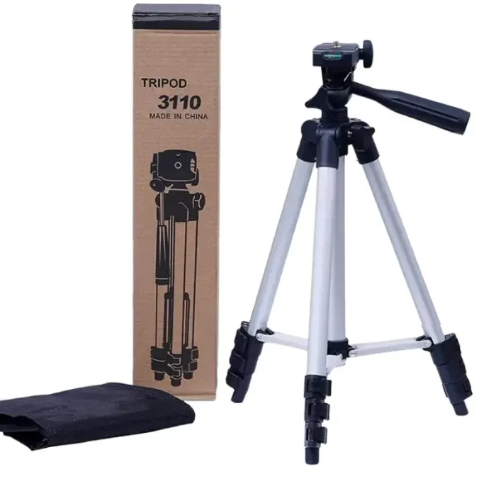 Portable Tripod Stand 3 Way Head For Digital Camera Camcorder with Mobile Holder Kit, Adjustable length 1.5ft - 4.5ft (Silver-Black, Support upto 1500 g)