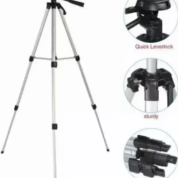 Portable Tripod Stand 3 Way Head For Digital Camera Camcorder with Mobile Holder Kit, Adjustable length 1.5ft - 4.5ft (Silver-Black, Support upto 1500 g) - Image 4