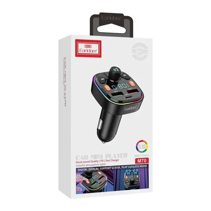 Car Bluetooth Device with Call Receiver, FM Transmitter for Music System & Dual USB + Type C Fast Charger; 7 Colour LED Lights; 6 Equalizer Presets; USB MP3 Audio Playback; Voice Assistant - Image 3