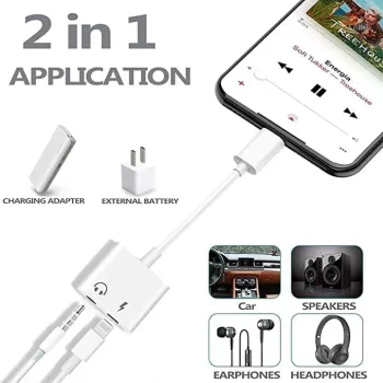 2 in1 Splitter Earphone Converter and i Phone Charging and Audio Compatible for I Phone Audio for I Phone 11 X 7 8 Plus & OS Compatible - Black & White - Image 3