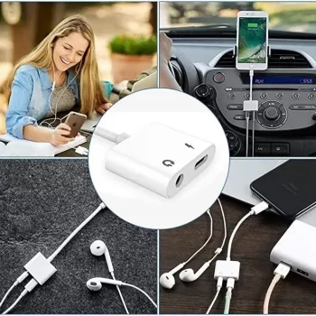 2 in1 Splitter Earphone Converter and i Phone Charging and Audio Compatible for I Phone Audio for I Phone 11 X 7 8 Plus & OS Compatible - Black & White - Image 6
