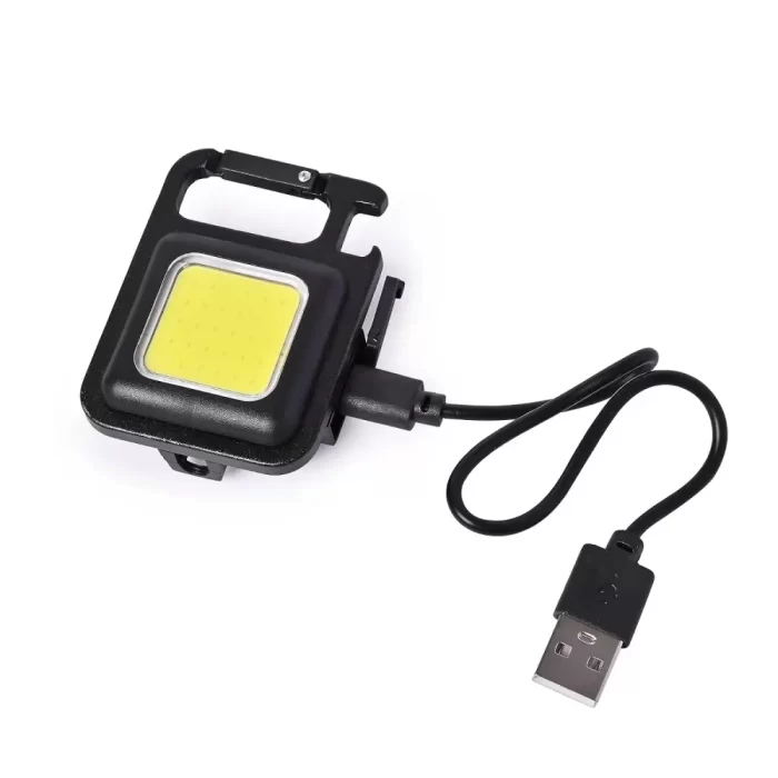 2000 Lumens LED COB Key Chain Flashlights Small Water Resistant USB Rechargeable Magnetic Work Light 3 Light Modes Portable Mini Light with Folding Bracket for Walking Camping Car Repairing Square - Image 2
