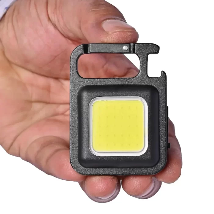 2000 Lumens LED COB Key Chain Flashlights Small Water Resistant USB Rechargeable Magnetic Work Light 3 Light Modes Portable Mini Light with Folding Bracket for Walking Camping Car Repairing Square - Image 5