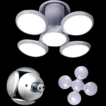 LED Folding Football Shape UFO Bulb with 5 Leaf Adjustable High Brightness Light Bulb (Cold White) 75W (Pack of 1) - Image 2