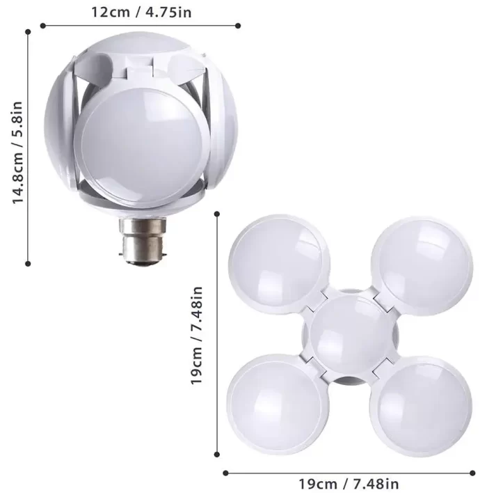 LED Folding Football Shape UFO Bulb with 5 Leaf Adjustable High Brightness Light Bulb (Cold White) 75W (Pack of 1) - Image 4