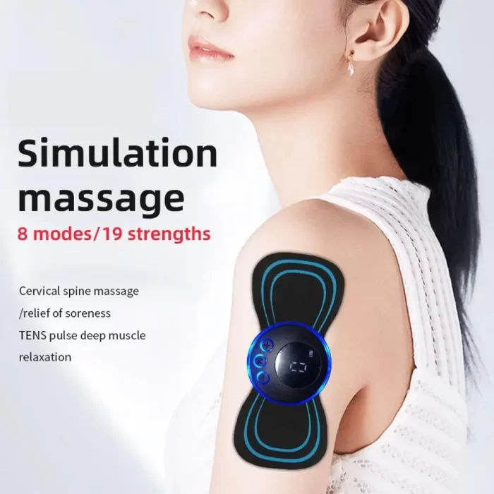 Wireless Vibrating Mini Body Massager 8 Mode & 19 Strength Levels of Pain Relief, Portable and Rechargeable Butterfly Massager for Neck, Back, Shoulders, Legs, Arms, and Waist for Men and Women - Image 2