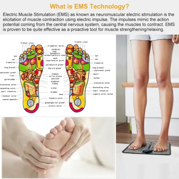 Foot Massager Pain Relief,Electric EMS Massage Machine Mat,Rechargeable Portable Folding Automatic with 8 Mode/19 Intensity for Legs,Body,Hand Device for Men and Women - Image 4