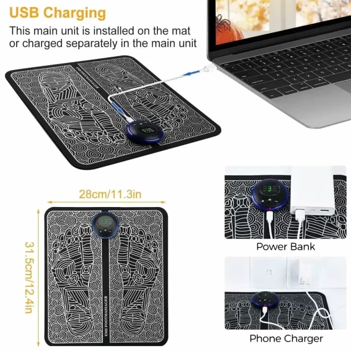 Foot Massager Pain Relief,Electric EMS Massage Machine Mat,Rechargeable Portable Folding Automatic with 8 Mode/19 Intensity for Legs,Body,Hand Device for Men and Women - Image 8
