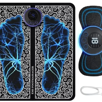 Body & Foot Massager Pain Relief Wireless Electric EMS Massage Machine,Rechargeable Portable Folding Automatic with 8 Mode19 Intensity for Legs,Body,Hand Therapy (Foot Massager and body Massager)