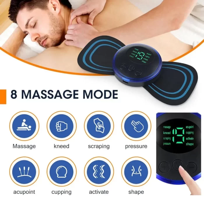 Wireless Vibrating Mini Body Massager 8 Mode & 19 Strength Levels of Pain Relief, Portable and Rechargeable Butterfly Massager for Neck, Back, Shoulders, Legs, Arms, and Waist for Men and Women - Image 8