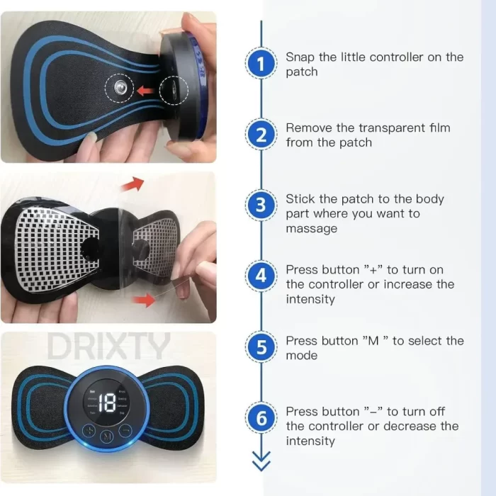 Wireless Vibrating Mini Body Massager 8 Mode & 19 Strength Levels of Pain Relief, Portable and Rechargeable Butterfly Massager for Neck, Back, Shoulders, Legs, Arms, and Waist for Men and Women - Image 3
