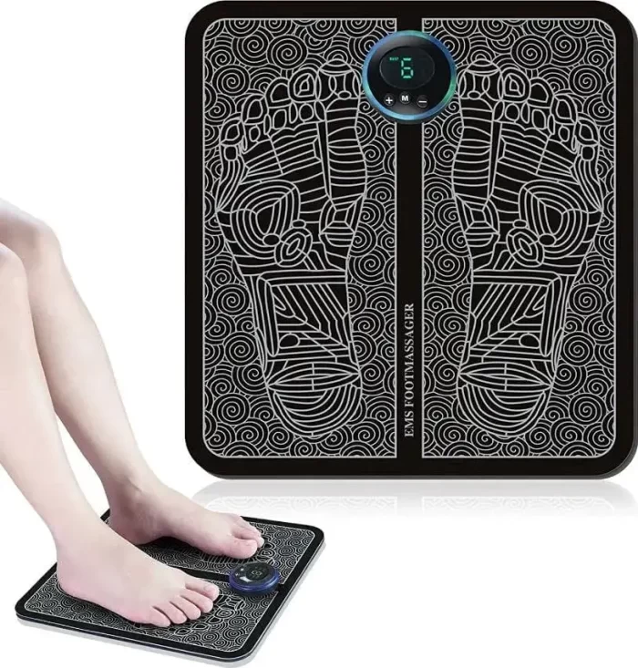 Foot Massager Pain Relief,Electric EMS Massage Machine Mat,Rechargeable Portable Folding Automatic with 8 Mode/19 Intensity for Legs,Body,Hand Device for Men and Women