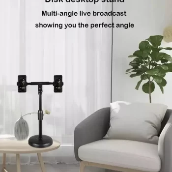 Desktop Stand For Live Stream 360 Degree Rotating LED With 2 Mobile Phone Holder - Image 3