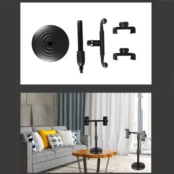Desktop Stand For Live Stream 360 Degree Rotating LED With 2 Mobile Phone Holder - Image 4