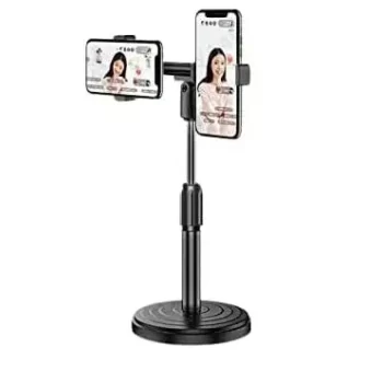 Desktop Stand For Live Stream 360 Degree Rotating LED With 2 Mobile Phone Holder