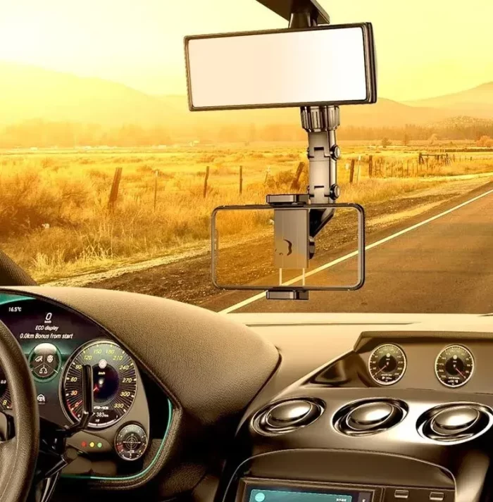Multifunctional Car Rear View Mirror Rotatable Holder, 360° Car Mounted Hanging Clip Holder for All Universal Mobile Phones & GPS Holder - Image 8