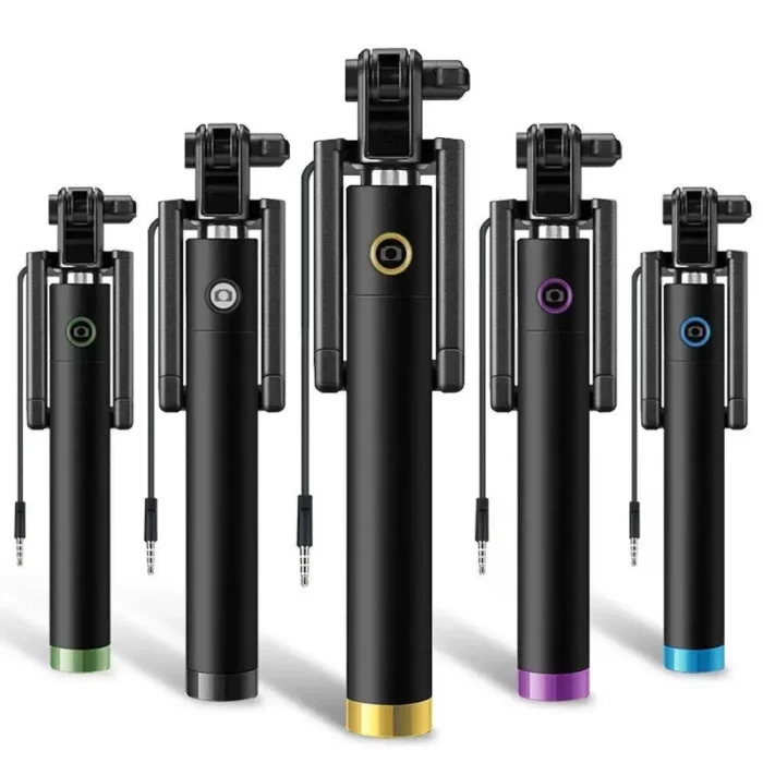 Wired Mini Selfie Stick with Button Wired Silicone Handle Monopod Universal for All Smartphone Selfie Sticks(Multicolour) - Image 2