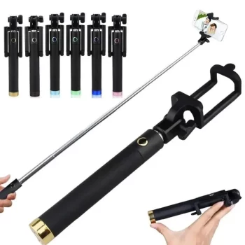 Wired Mini Selfie Stick with Button Wired Silicone Handle Monopod Universal for All Smartphone Selfie Sticks(Multicolour) - Image 3