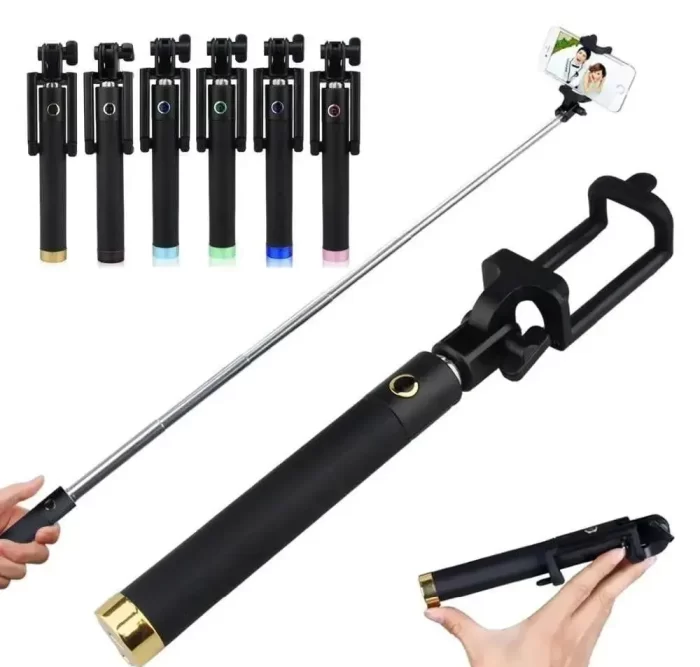 Wired Mini Selfie Stick with Button Wired Silicone Handle Monopod Universal for All Smartphone Selfie Sticks(Multicolour) - Image 3