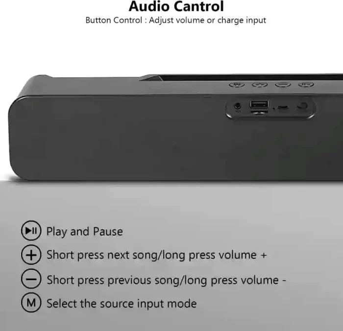 MZ M51 (Portable Home TV SOUNDBAR) Dynamic Thunder Sound 2400mAh Battery 16 W Bluetooth Soundbar - Heavy Bass ( FM Radio , TF Card , USB , AUX ) - Image 4
