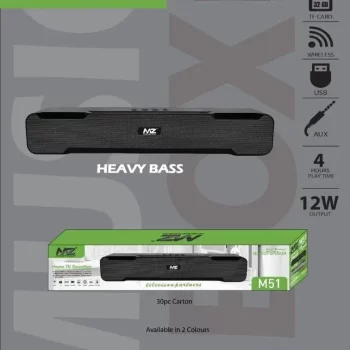 MZ M51 (Portable Home TV SOUNDBAR) Dynamic Thunder Sound 2400mAh Battery 16 W Bluetooth Soundbar - Heavy Bass ( FM Radio , TF Card , USB , AUX ) - Image 5