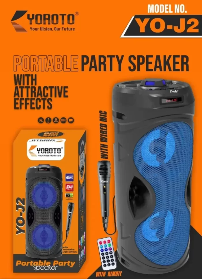 Bluetooth Speaker Dynamic Thunder Sound with wireless Bluetooth Party Speaker (Black, Stereo Channel) with 1 wired mic and remote - Image 3