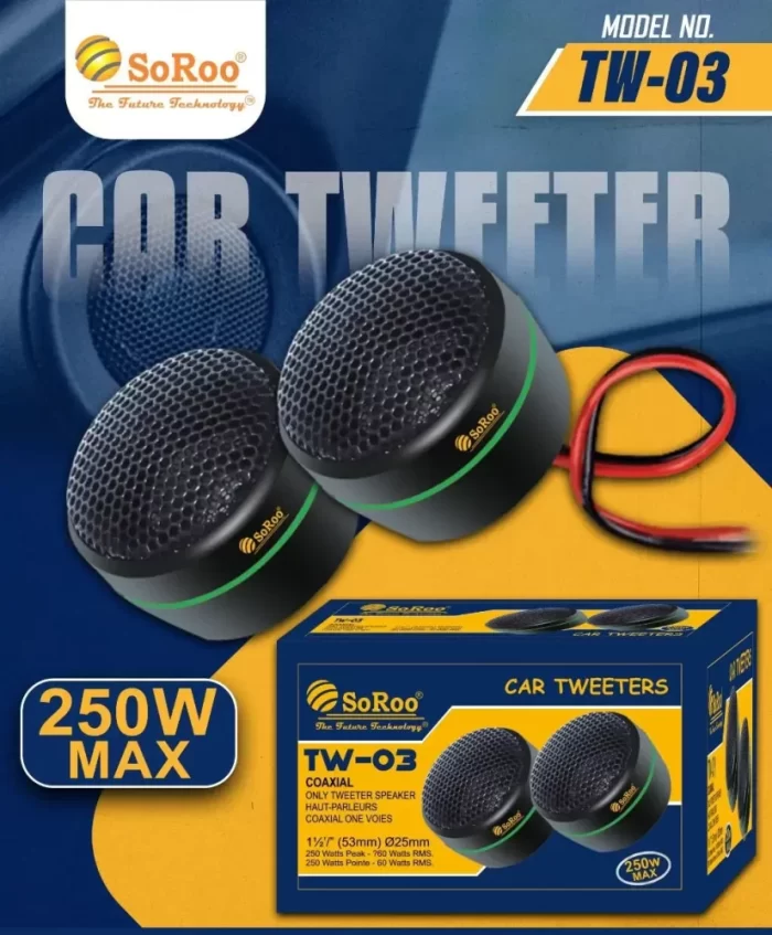 Car Tweeters  , Car Twitter Speakers -SoRoo TW03 250W MAX Tweeter Car Speaker  (250 W) - Image 2