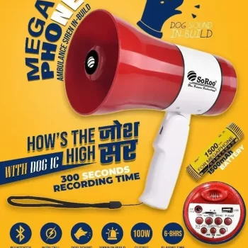 SoRoo Loud 3.0 100 W Megaphone - (Handheld Rechargeable Megaphone), Bluetooth/Dog Sound In-build  & Siren Outdoor, Indoor PA System (100 W) with 6 hrs Play time - Image 3