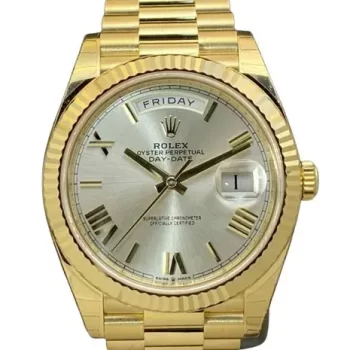 Day Date Stylish Analog Swiss Watch White dial Golden watch