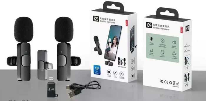 Latest k9 Mic wireless Microphone iPhone/Android play N plug video recording Video recording Mic wireless Microphones  (Black) - Image 4