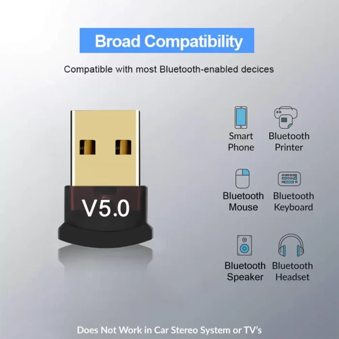 Sellingal Ultra-Mini Bluetooth CSR 4.0 USB Dongle Adapter for Windows Computer (Black:Golden) - Image 2
