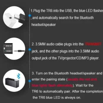 2 In1 Bluetooth 5.0 Audio Receiver Transmitter Mini 3.5mm Jack AUX USB Stereo Music Wireless Adapter for TV Car Kit AUX PC Speaker CD MP3 Smart Phone - Image 8