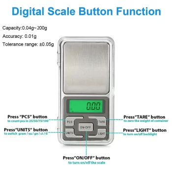 Mini Pocket Weight Scale Digital 0.01G to 200G for Jewellery/Chem/Kitchen Small Weighing Machine - Image 6