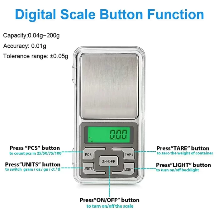 Mini Pocket Weight Scale Digital 0.01G to 200G for Jewellery/Chem/Kitchen Small Weighing Machine - Image 6