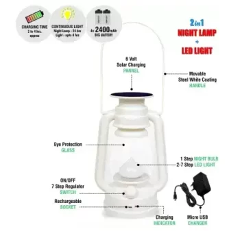 LED Solar Lantern, Pack of 1 Solar Garden Lantern,Rechargeable LED Flameless Lantern with Dual Charging Support Battery and Solar Operated Electric Lantern for Christmas, Diwali - Image 3