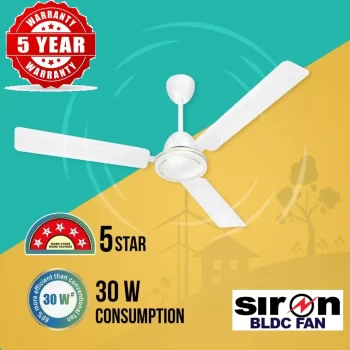 SIRON Decorative BLDC 1200mm Energy Saving with Remote Control 5 Star Ceiling Fan (White, Pack of 1) With 5 Year Warranty - Image 4