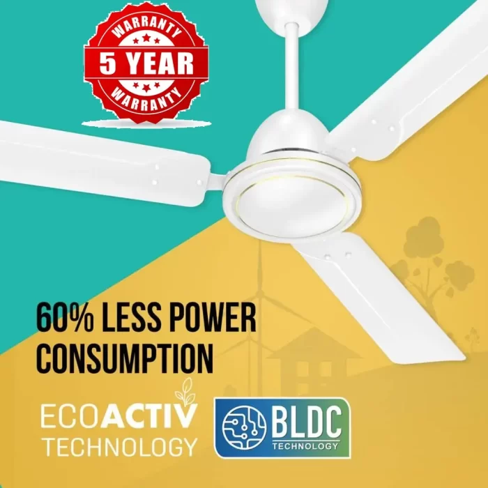 SIRON Decorative BLDC 1200mm Energy Saving with Remote Control 5 Star Ceiling Fan (White, Pack of 1) With 5 Year Warranty - Image 6