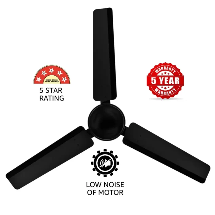 SIRON Decorative BLDC 1200mm Energy Saving with Remote Control 5 Star Ceiling Fan (Black, Pack of 1) With 5 Year Warranty - Image 4