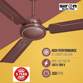 SIRON Decorative BLDC 1200mm Energy Saving with Remote Control 5 Star Ceiling Fan (Brown, Pack of 1) With 5 Year Warranty - Image 5