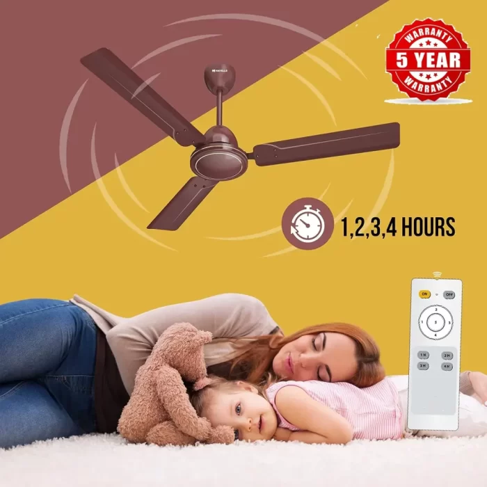 SIRON Decorative BLDC 1200mm Energy Saving with Remote Control 5 Star Ceiling Fan (Brown, Pack of 1) With 5 Year Warranty - Image 6