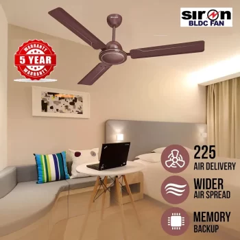 SIRON Decorative BLDC 1200mm Energy Saving with Remote Control 5 Star Ceiling Fan (Brown, Pack of 1) With 5 Year Warranty - Image 7