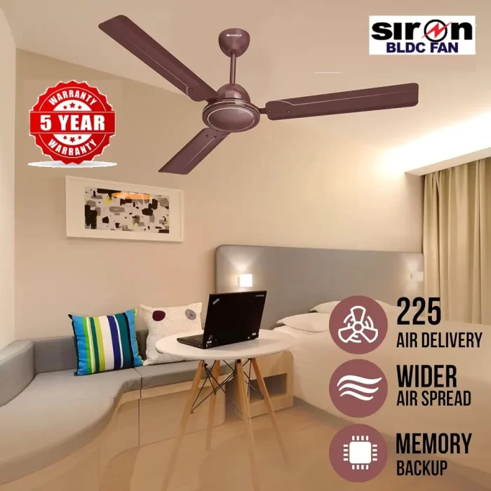 SIRON Decorative BLDC 1200mm Energy Saving with Remote Control 5 Star Ceiling Fan (Brown, Pack of 1) With 5 Year Warranty - Image 7