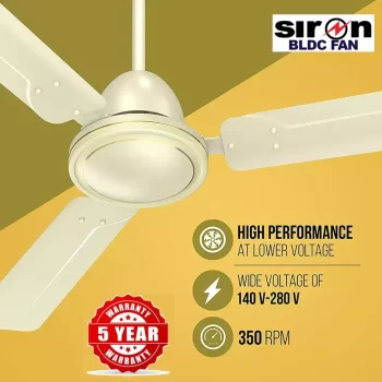 SIRON Decorative BLDC 1200mm Energy Saving with Remote Control 5 Star Ceiling Fan (Ivory, Pack of 1) With 5 Year Warranty - Image 4