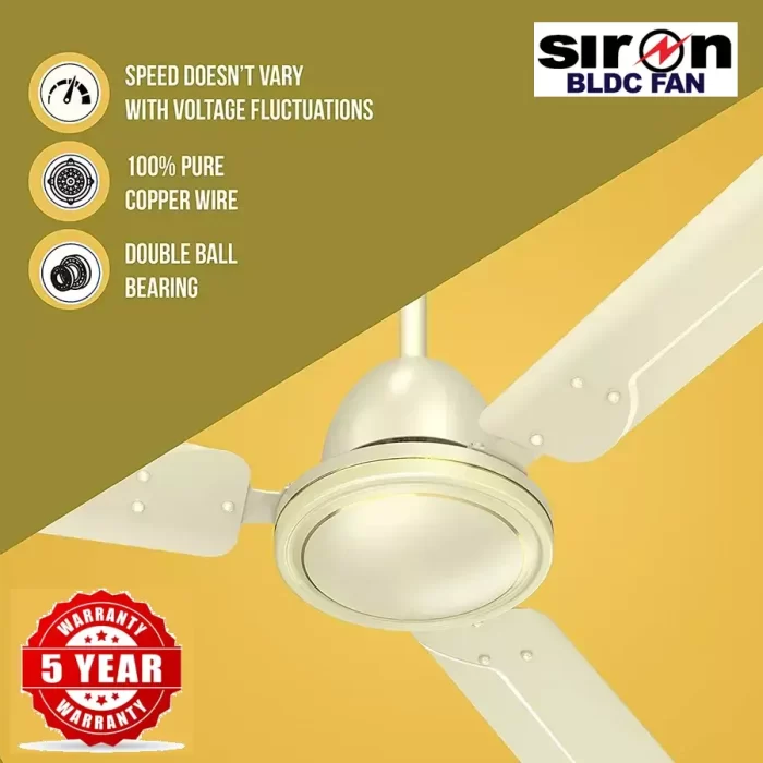 SIRON Decorative BLDC 1200mm Energy Saving with Remote Control 5 Star Ceiling Fan (Ivory, Pack of 1) With 5 Year Warranty - Image 6