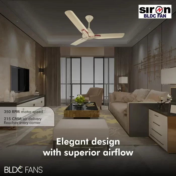 SIRON Decorative BLDC 1200mm Energy Saving with Remote Control 5 Star Ceiling Fan ( Metalic Golden Color, Pack of 1) With 5 Year Warranty - Image 5