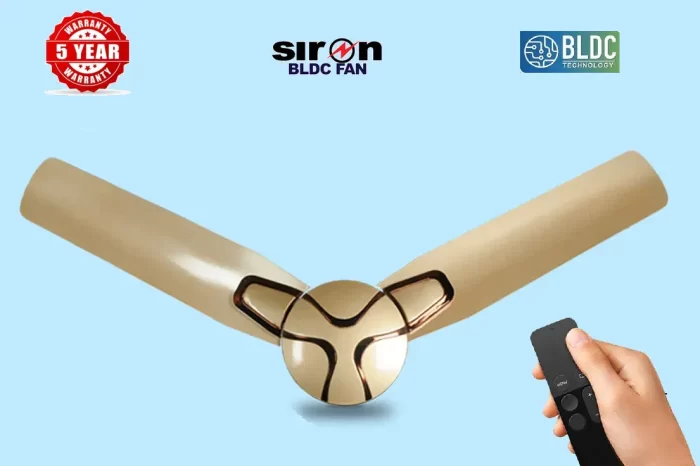 SIRON Decorative BLDC 1200mm Energy Saving with Remote Control 5 Star Ceiling Fan ( Metalic Golden Color, Pack of 1) With 5 Year Warranty - Image 2