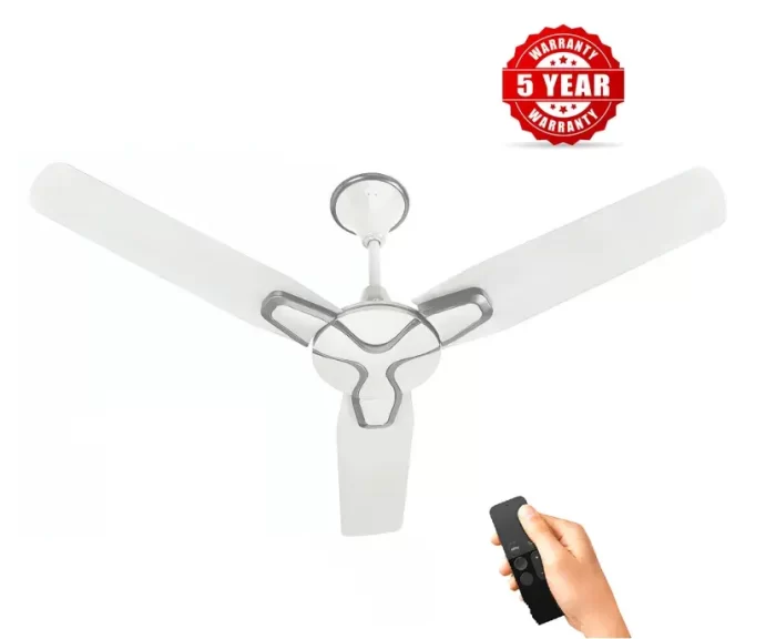 SIRON Decorative BLDC 1200mm Energy Saving with Remote Control 5 Star Ceiling Fan ( Metalic White Color, Pack of 1) With 5 Year Warranty
